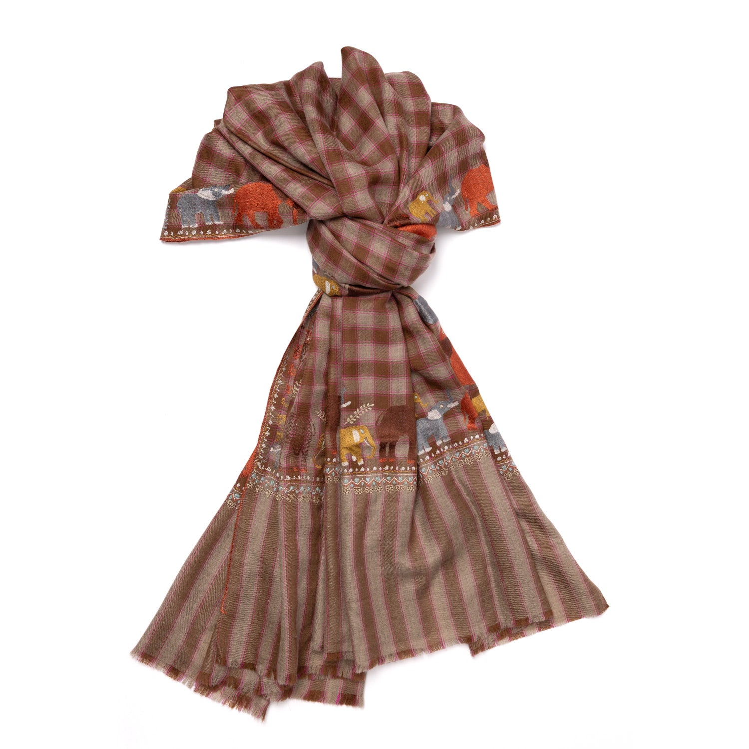 Schal "DHARAMSALA" aus feinstem handbestickten Pashmina-Kaschmir - reine Handarbeit